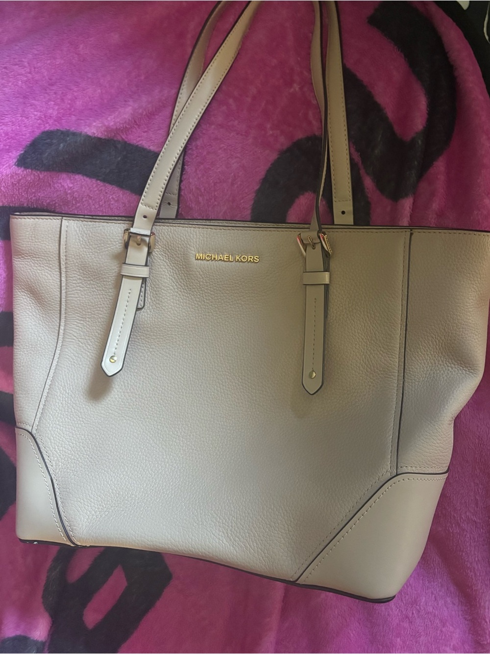 Michael Kors Taupe Tote with Gold Hardware